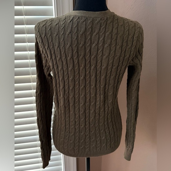 Ralph Lauren Sport Cotton Women’s Olive Cable Knit Button Up Cardigan - Picture 2 of 4